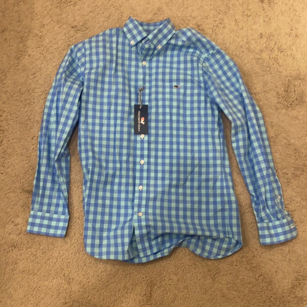 Vineyard Vines Men’s Button Down Slim Fit Tucker Shirt Blue Medium